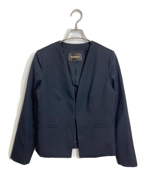 Paul Stuart（ポールスチュアート）Paul Stuart (ポールスチュアート) ウーステッドツイル ノーカラージャケット【防しわ性】アウター　ライトアウター　オフィスカジュアル　セレモニー ブラック サイズ:6の古着・服飾アイテム