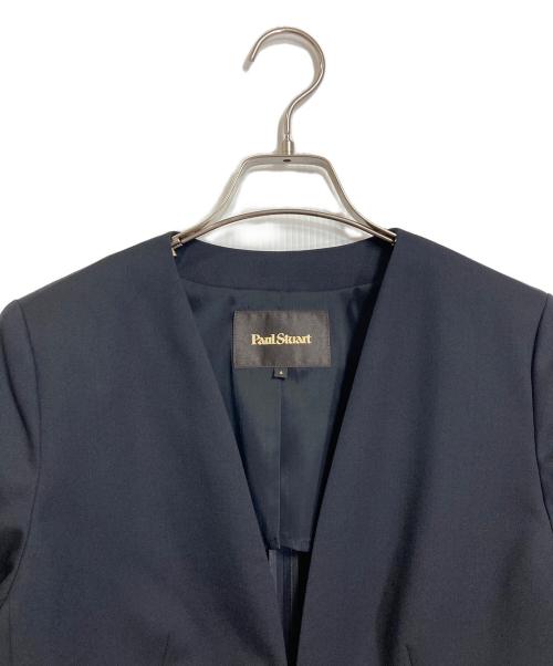 Paul Stuart（ポールスチュアート）Paul Stuart (ポールスチュアート) ウーステッドツイル ノーカラージャケット【防しわ性】アウター　ライトアウター　オフィスカジュアル　セレモニー ブラック サイズ:6の古着・服飾アイテム