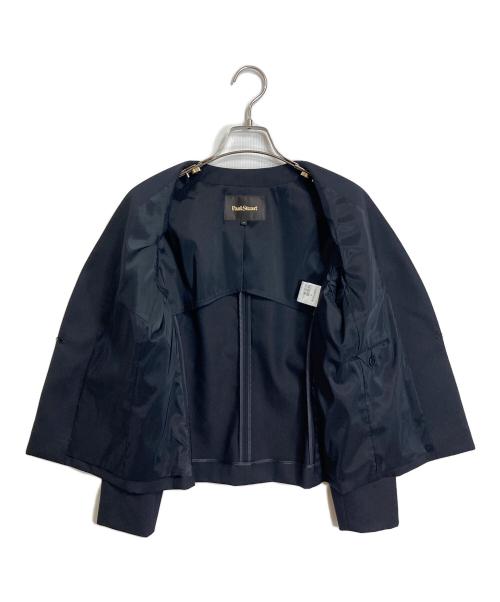 Paul Stuart（ポールスチュアート）Paul Stuart (ポールスチュアート) ウーステッドツイル ノーカラージャケット【防しわ性】アウター　ライトアウター　オフィスカジュアル　セレモニー ブラック サイズ:6の古着・服飾アイテム