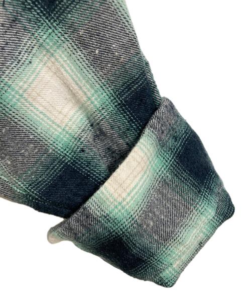 UNUSED（アンユーズド）UNUSED (アンユーズド) Ombre checked shirt　オンブレ チェック シャツ　長袖シャツ グリーン サイズ:3の古着・服飾アイテム