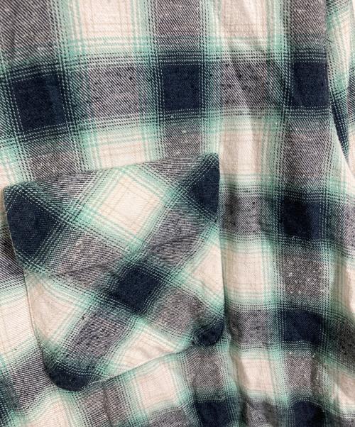 UNUSED（アンユーズド）UNUSED (アンユーズド) Ombre checked shirt　オンブレ チェック シャツ　長袖シャツ グリーン サイズ:3の古着・服飾アイテム
