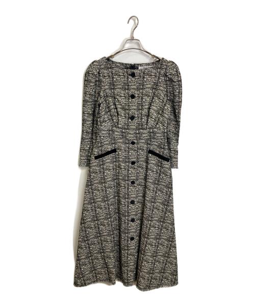 HER LIP TO（ハーリップトゥ）Her lip to (ハーリップトゥ) ClassicTweedDress クラシッククラシックツイードドレス　ロングワンピース　ロングドレス　セレモニー ベージュ×ブラック サイズ:Mの古着・服飾アイテム