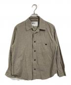 MHLエムエイチエル）の古着「VINTAGE COTTON WOOL SHIRT  ヴィンテーzコットンウールシャツ　長袖シャツ　日本製」｜ベージュ
