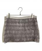 UNDERCOVERアンダーカバー）の古着「11AW フリンジデニムスカート　ミニスカート　フリンジスカート」｜ベージュ