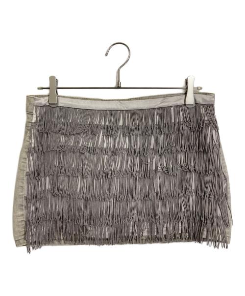 UNDERCOVER（アンダーカバー）UNDERCOVER (アンダーカバー) 11AW フリンジデニムスカート　ミニスカート　フリンジスカート ベージュ サイズ:3の古着・服飾アイテム