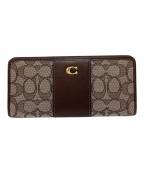 COACHコーチ）の古着「エッセンシャル スリム ウォレット・シグネチャー ジャカード」｜ブラウン