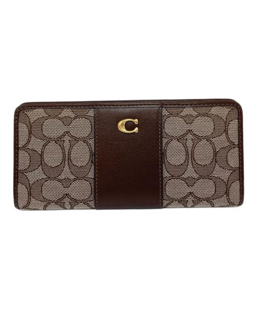COACH（コーチ）COACH (コーチ) エッセンシャル スリム ウォレット・シグネチャー ジャカード ブラウン サイズ:実寸参照の古着・服飾アイテム