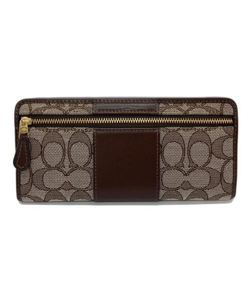 COACH（コーチ）COACH (コーチ) エッセンシャル スリム ウォレット・シグネチャー ジャカード ブラウン サイズ:実寸参照の古着・服飾アイテム