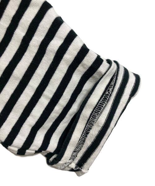 TAKAHIROMIYASHITA TheSoloIst.（タカヒロミヤシタ ザソロイスト）TAKAHIROMIYASHITA TheSoloIst. ボーダーボートネックカットソー ハトメボタン　長袖カットソー　ボーダーカットソー　デザインカットソー　オーバーサイズ ブラック×ホワイト サイズ:46の古着・服飾アイテム