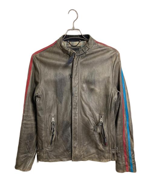 Schott（ショット）Schott (ショット) CLASSIC RACER JACKET  USED加工レザージャケット　クラシックレーサージャケット　アウター　牛革 グレー サイズ:Sの古着・服飾アイテム