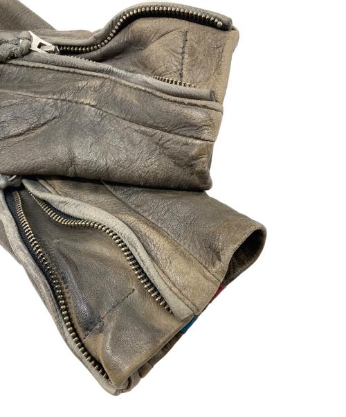 Schott（ショット）Schott (ショット) CLASSIC RACER JACKET  USED加工レザージャケット　クラシックレーサージャケット　アウター　牛革 グレー サイズ:Sの古着・服飾アイテム