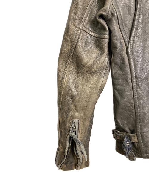 Schott（ショット）Schott (ショット) CLASSIC RACER JACKET  USED加工レザージャケット　クラシックレーサージャケット　アウター　牛革 グレー サイズ:Sの古着・服飾アイテム