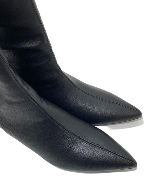 THROW by SLY（スロウバイスライ）THROW BY SLY (スロウバイスライ) POINTED WIDE KNEE ブーツ ブラック サイズ:Mの古着・服飾アイテム