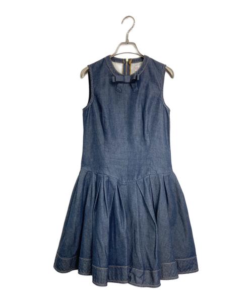RED VALENTINO（レッドヴァレンティノ）RED VALENTINO (レッドヴァレンティノ) ノースリーブ デニムワンピース インディゴ サイズ:42の古着・服飾アイテム
