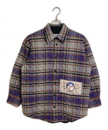 MSGM（エムエスジーエム）の古着「キルティングチェックジャケット」｜パープル×グレー