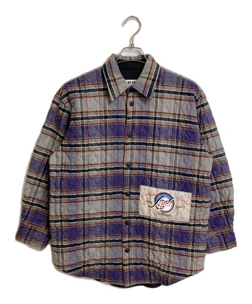 MSGM（エムエスジーエム）MSGM (エムエスジーエム) キルティングチェックジャケット パープル×グレー サイズ:41の古着・服飾アイテム