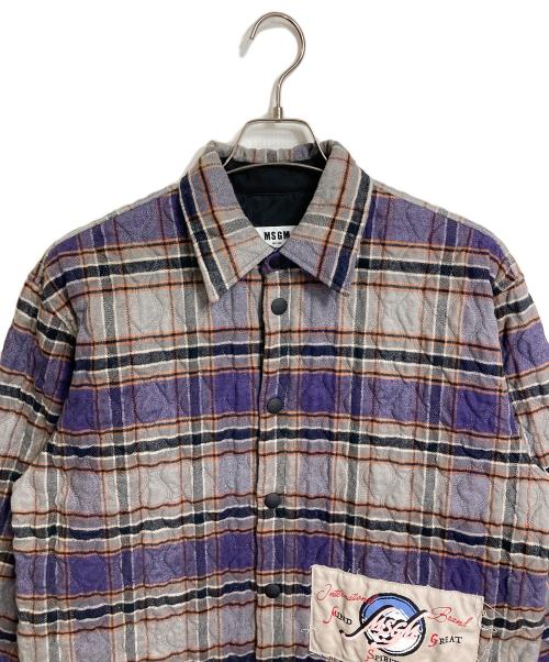 MSGM（エムエスジーエム）MSGM (エムエスジーエム) キルティングチェックジャケット パープル×グレー サイズ:41の古着・服飾アイテム