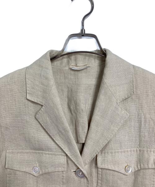 MaxMara（マックスマーラ）MaxMara (マックスマーラ) リネンサファリジャケット　リネンジャケット　アウター　ライトアウター　イタリア製 アイボリー サイズ:38の古着・服飾アイテム