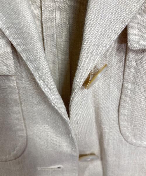 MaxMara（マックスマーラ）MaxMara (マックスマーラ) リネンサファリジャケット　リネンジャケット　アウター　ライトアウター　イタリア製 アイボリー サイズ:38の古着・服飾アイテム