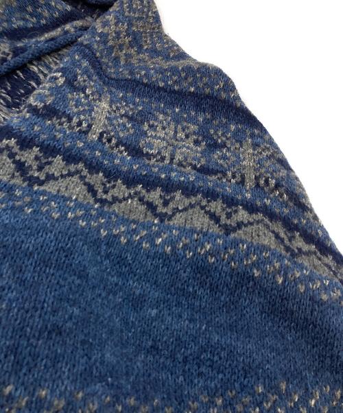 45R（フォーティファイブ・アール）45R (フォーティファイブ・アール) シェットランドジャガードポンチョ ネイビー×グレーの古着・服飾アイテム