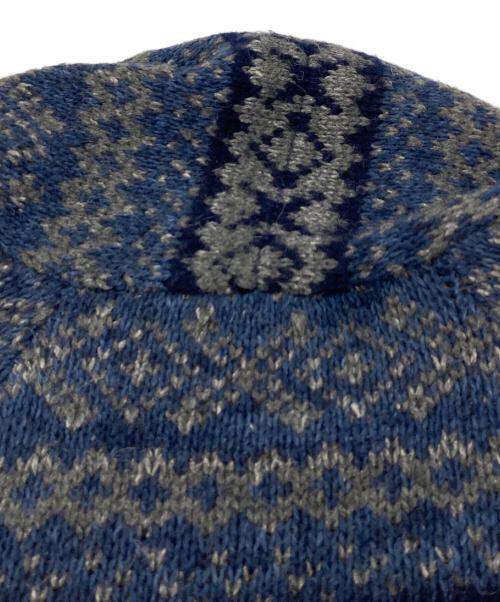 45R（フォーティファイブ・アール）45R (フォーティファイブ・アール) シェットランドジャガードポンチョ ネイビー×グレーの古着・服飾アイテム
