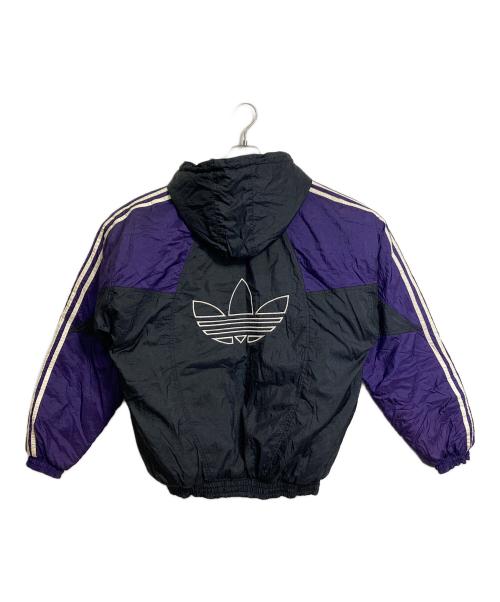 adidas（アディダス）adidas (アディダス) 【古着】中綿ジャケット　アウター　万国旗タグ ブラック×パープル サイズ:Mの古着・服飾アイテム