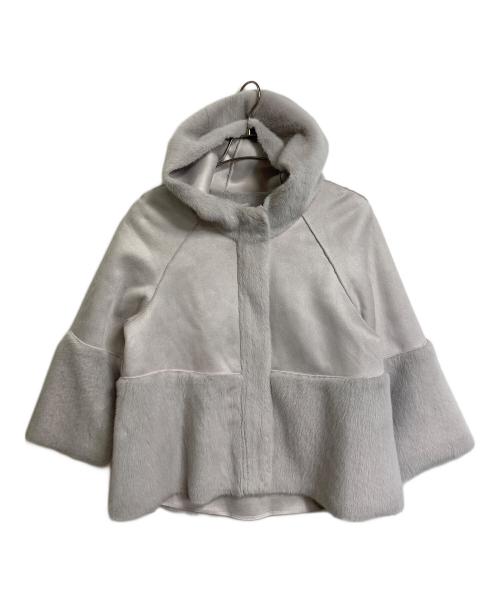 MICO COULIER（ミコクリエ）MICO COULIER (ミコクリエ) フェイクムートン ポンチョコート　アウター ピンク サイズ:38の古着・服飾アイテム