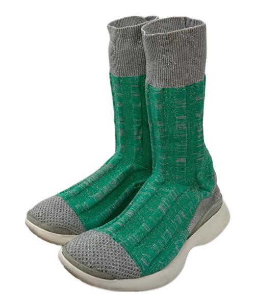 Acne studios（アクネ ストゥディオス）ACNE STUDIOS (アクネ ストゥディオス) Batilda Lurex  ソックススニーカー グレー×グリーン サイズ:36の古着・服飾アイテム