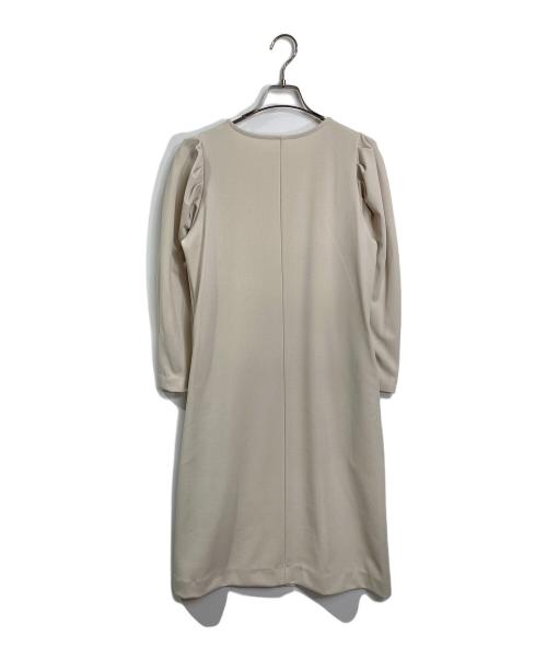 Dignite collier（ディニテ コリエ）Dignite collier (ディニテ コリエ) パフスリーブ クルーネック ストレッチ ワンピース　ロングワンピース　セレモニー 日本製 ベージュ サイズ:FREEの古着・服飾アイテム