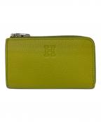 HIROFUヒロフ）の古着「ミニ財布（キーリング付き） レザー コンパクト カードケース」｜グリーン