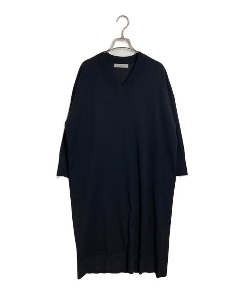 UNFILO（アンフィーロ）UNFILO (アンフィーロ) マイビューティニット Ｖネックワンピース ブラック サイズ:Lの古着・服飾アイテム