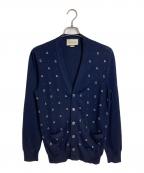 GUCCIグッチ）の古着「19SS GG柄 ロゴ総柄 ジャガートカーディガン　イタリア製」｜ネイビー
