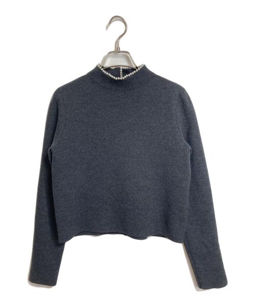 ANAYI（アナイ）ANAYI (アナイ) ファインメリノパールネック プルオーバー　長袖ニット グレー サイズ:38の古着・服飾アイテム