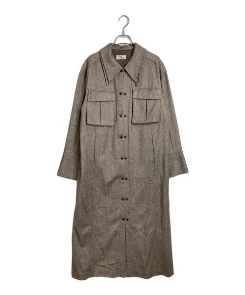 KIARIS VINTAGE（キアリズ ヴィンテージ）kiaris vintage (キアリズ ヴィンテージ) JOURNAL STANDARD (ジャーナルスタンダード) ヘリンボンダブルカラーワンピース　長袖ワンピース　ウール混ワンピース ベージュ サイズ:FREEの古着・服飾アイテム