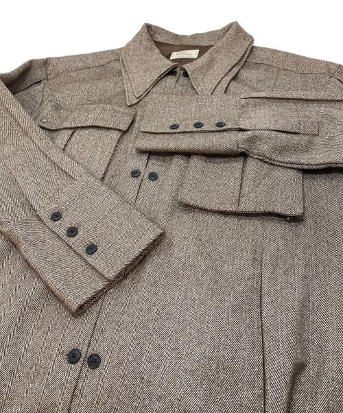 KIARIS VINTAGE（キアリズ ヴィンテージ）kiaris vintage (キアリズ ヴィンテージ) JOURNAL STANDARD (ジャーナルスタンダード) ヘリンボンダブルカラーワンピース　長袖ワンピース　ウール混ワンピース ベージュ サイズ:FREEの古着・服飾アイテム