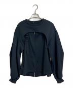 UNITED TOKYOユナイテッドトーキョー）の古着「フロントスリットレイヤードトップス　ショートボレロ　リブタンクトップ」｜ブラック