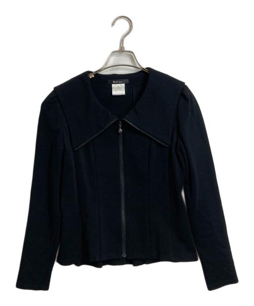Rene basic（ルネベーシック）Rene basic (ルネベーシック) カメリア ジップ バックプリーツジャケット　日本製 ブラック サイズ:34の古着・服飾アイテム