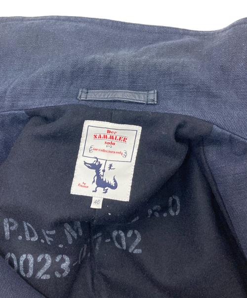 Der SAMMLER SOLO（ディアザムラーソロ）Der SAMMLER SOLO (ディアザムラーソロ) Pコート　アウター　リネンコート　日本製 ネイビー サイズ:46の古着・服飾アイテム