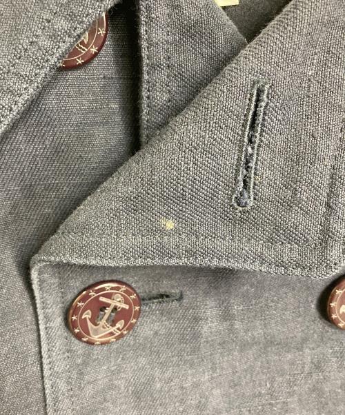 Der SAMMLER SOLO（ディアザムラーソロ）Der SAMMLER SOLO (ディアザムラーソロ) Pコート　アウター　リネンコート　日本製 ネイビー サイズ:46の古着・服飾アイテム