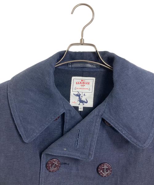 Der SAMMLER SOLO（ディアザムラーソロ）Der SAMMLER SOLO (ディアザムラーソロ) Pコート　アウター　リネンコート　日本製 ネイビー サイズ:46の古着・服飾アイテム