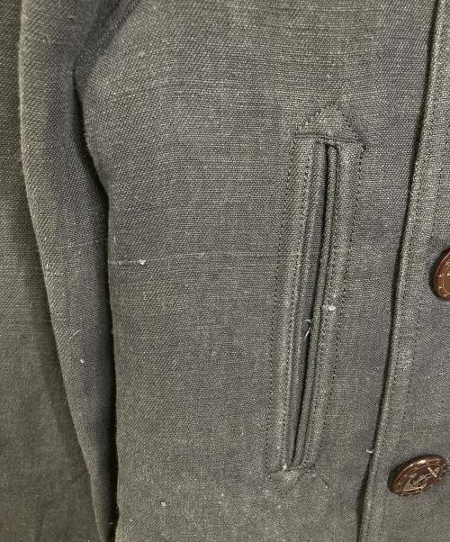 Der SAMMLER SOLO（ディアザムラーソロ）Der SAMMLER SOLO (ディアザムラーソロ) Pコート　アウター　リネンコート　日本製 ネイビー サイズ:46の古着・服飾アイテム