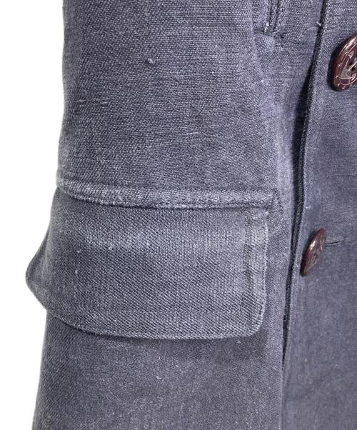 Der SAMMLER SOLO（ディアザムラーソロ）Der SAMMLER SOLO (ディアザムラーソロ) Pコート　アウター　リネンコート　日本製 ネイビー サイズ:46の古着・服飾アイテム