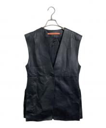 GALLARDA GALANTE（ガリャルダガランテ）の古着「【Gelli】レザーベスト/別注　ラムレザー」｜ブラック