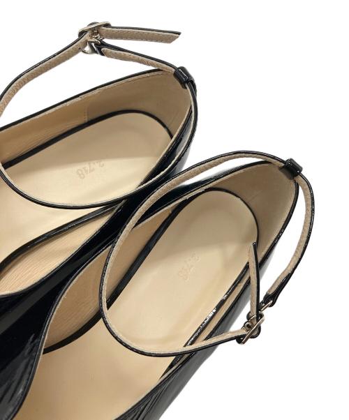 2.718（ニーテンナナイチハチ）2.718 (ニーテンナナイチハチ) カーブラインフラットシューズ メリージェーン エナメル ブラック サイズ:37の古着・服飾アイテム