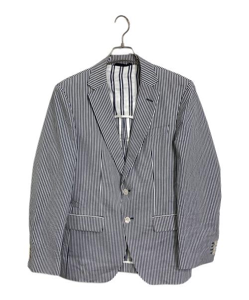 HUGO BOSS（ヒューゴ ボス）HUGO BOSS (ヒューゴ ボス) テーラードジャケット ホワイト×ネイビー サイズ:46の古着・服飾アイテム