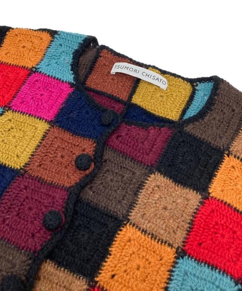 tsumori chisato（ツモリチサト）tsumori chisato (ツモリチサト) クロシェニットカーディガン　パッチワークカーディガン　イッセイミヤケ マルチカラー サイズ:FREEの古着・服飾アイテム