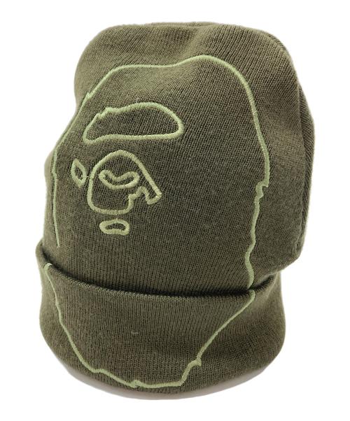 A BATHING APE（ア ベイシング エイプ）A BATHING APE (ア ベイシング エイプ) ニット帽　ニットキャップ　ビーニー　帽子　NIGO期 初期　日本製 グリーン サイズ:実寸参照の古着・服飾アイテム