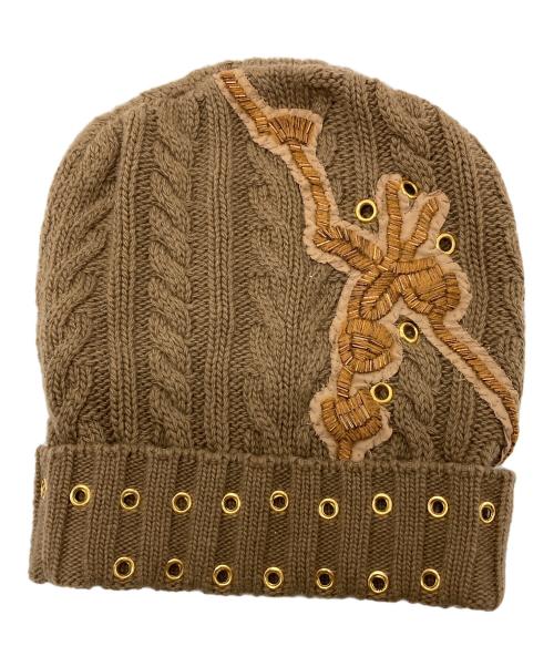 PRADA（プラダ）PRADA (プラダ) カシミヤ混ニット帽 ベージュの古着・服飾アイテム