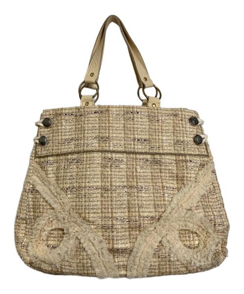 JUNYA WATANABE COMME des GARCONS（(ジュンヤワタナベ コムデギャルソン）JUNYA WATANABE COMME des GARCONS ((ジュンヤワタナベ コムデギャルソン) ツイードトートバッグ　トートバッグ ハンドバッグ　ドメスティック モード カバン 鞄 日本製 アイボリー サイズ:実寸参照の古着・服飾アイテム