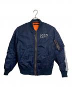 HOUSTONヒューストン）の古着「フライト ジャケット ミリタリー ロゴ リフレクター リフレクト REFLECT」｜ネイビー